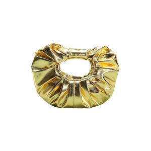 Qwinee Y2K Metallic Evening Clutch - Soft Leather, Small Gold Purse